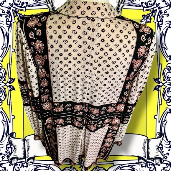 Free People ‘Changing Times’ Border Print Tunic Top in “Tea Combo” Size Large - Picture 12 of 16